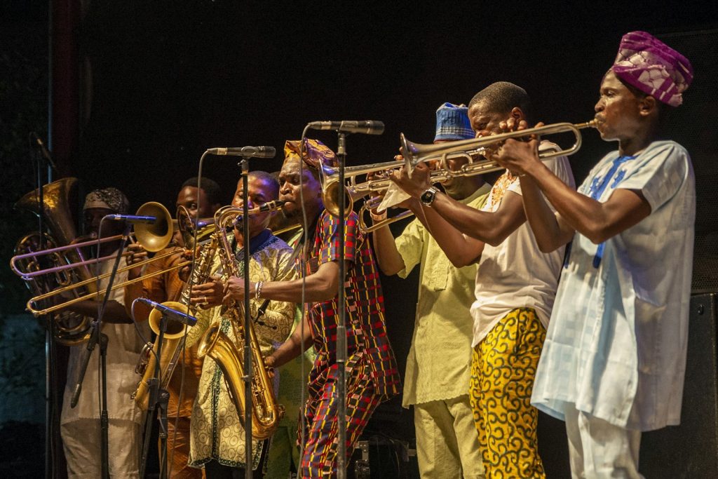 Afrobeat horn section performing